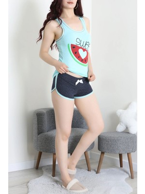 Modi Şortlu Pijama Takımı Turkuaz - 52357.2161.