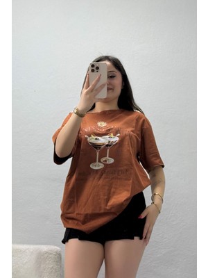 Modi Suprem Baskılı Oversize Tişört Kiremit - 31889.1878.