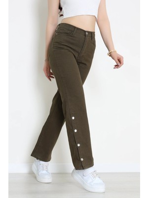Modi Paça Çıtçıtlı Palazzo Kot Pantolon Haki - 410390.2141.