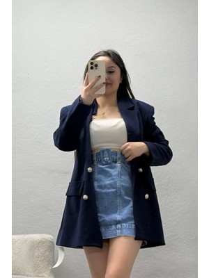 Modi Crep Kumaş Astarlı Blazer Ceket Lacivert - 8764.179.