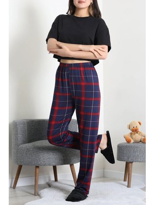 Modi Milan Likralı Pijama Altı Lacivertkırmızı - 53712.1929.