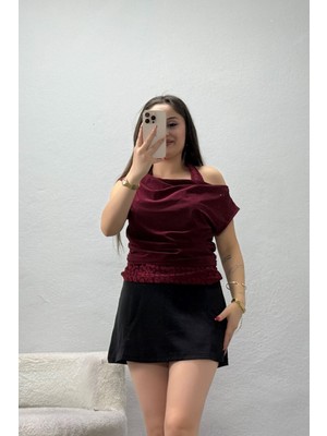 Modi Dantel Detaylı Sandy Bluz Bordo - 75111.2201.