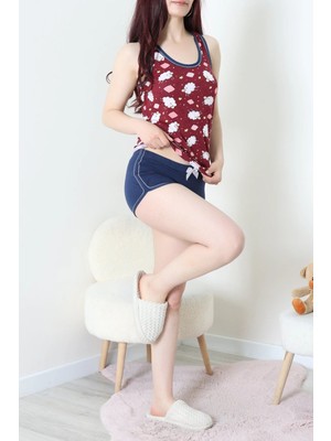 Modi Şortlu Pijama Takımı Bordo - 53504.2161.