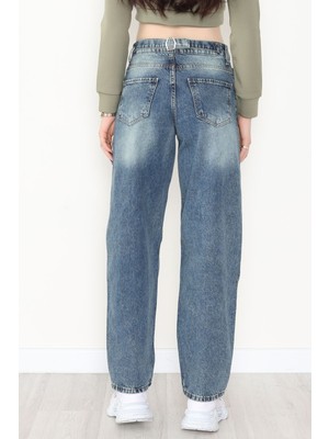 Modi Arkası Tokalı Baggy Kot Pantolon Yeşiltint - 31712.2059.