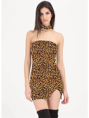 Colezium Leopar Desenli Elbise