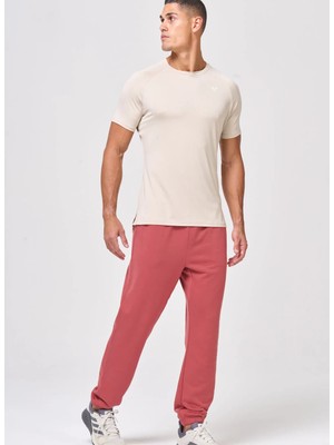 Squatwolf MT022640309 Ultralight Gym Tee Bej Bisiklet Yaka Normal Fit Düz Erkek T-Shirt