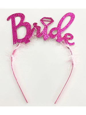 Colezium Fuşya Renk Bekarlığa Veda Italik Yazı Alyanslı Bride Taç