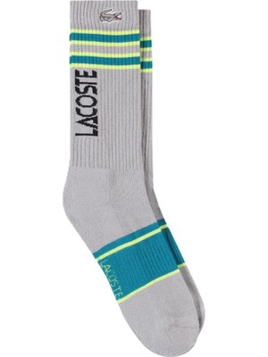 Lacoste Unisex Baskılı Uzun Çorap Gri