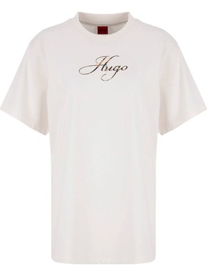 Hugo Ekru Kadın Logo Baskılı T-Shirt 50560566