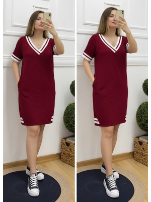 Alyn Wear Kadın Kısa Kollu V Yaka Ribana Detaylı Cepli Dizüstü Viskon Elbise