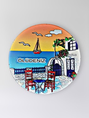 Mundy Ölüdeniz Polyester Kabartmalı Magnet Çap:6,5cm Dekoratif Hediyelik Buzdolabı Süsü (KOD:1355)