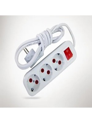 Colezium 2 mt Kablolu Anahtarlı 3 Lü Topraklı Grup Priz
