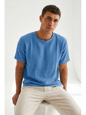 Combattente Oversize Geniş Kesim Kısa Kol Müslin Erkek Tshirt, %100 Pamuk, Sertifikalı Kumaş,