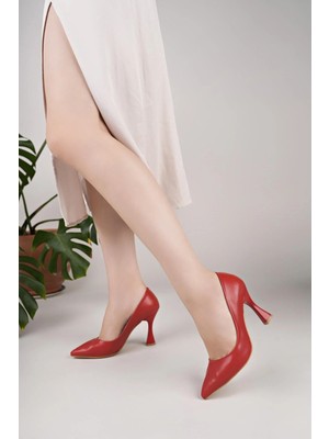 Nesil Shoes Özma 499 Kırmızı Topuklu Kadın Stiletto