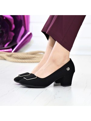 Nesil Shoes Desca 220 Siyah Süet Topuklu Günlük Kadın Ayakkabı