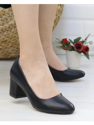 Nesil Shoes Bln 110 Siyah Kumaş Günlük Topuklu Kadın Ayakkabı