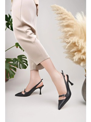 Nesil Shoes Özma 447 Siyah Topuklu Kadın Sandalet