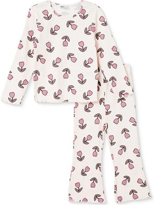 Hellobaby Kız Bebek Bluz-Tayt Çiçek Baskılı Bisiklet Yaka Uzun Kol Reçme