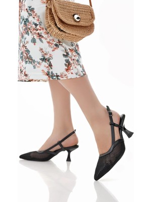 Nesil Shoes Hkm 140 Siyah File Topuk Kadın Sandalet