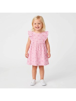 Hellobaby Kız Bebek Elbise Fiyonk Baskılı Bisiklet Yaka Short Sleeve