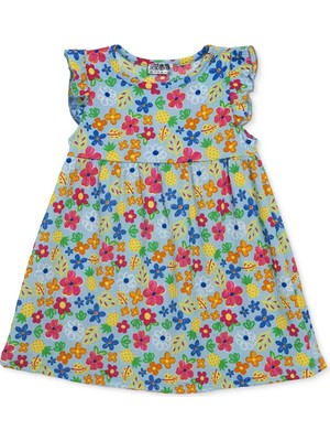 Hellobaby Kız Bebek Elbise Çiçek Baskılı Bisiklet Yaka Sleeveless