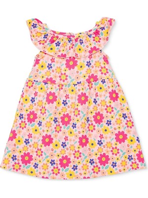 Hellobaby Kız Bebek Elbise Çiçek Baskılı Fırfırlı Yaka Sleeveless