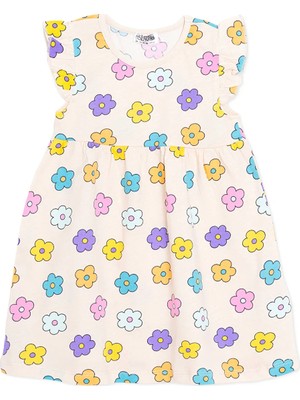 Hellobaby Kız Bebek Elbise Çiçek Baskılı Bisiklet Yaka Atlet
