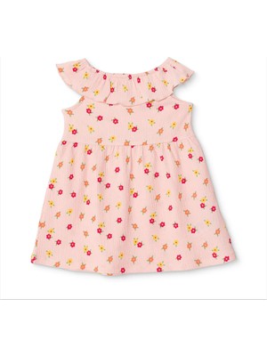 Hellobaby Kız Bebek Elbise Çiçek Baskılı Fırfırlı Yaka Sleeveless