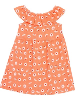 Hellobaby Kız Bebek Elbise Çiçek Baskılı Fırfırlı Yaka Sleeveless