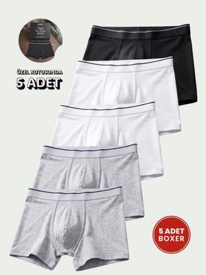 Cennetoğlu Erkek Likralı Pamuklu Boxer Özel Hijyenik Ambalajlı 5'li Paket