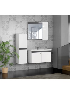 Karen Banyo 80 cm Beyaz Banyo Dolabı MDF Malzemeden Üretilmiş Şık Tasarım