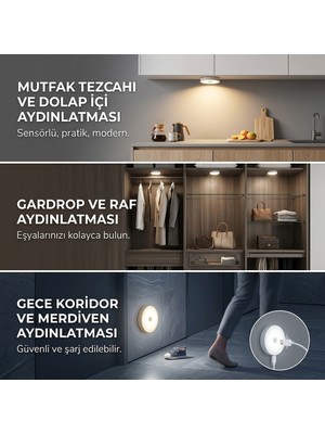 Armony Hareket Sensörlü ve Fotoselli Şarjlı Yuvarlak LED Lamba ( 1 Adet )