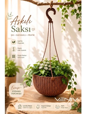 Veniv Rattan Makrome Saksı 2 Litre 1 Adet