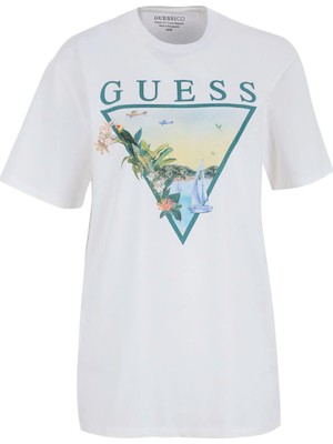 Guess Beyaz Erkek Regular Fit Baskılı T-Shirt M6GI49K3584-G018 Beyaz T-Shirt