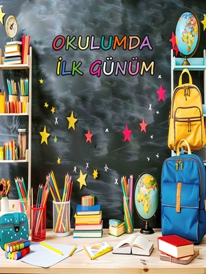 Promisebackdrop2 200X200CM Ek Dikişli, Okulumda Ilk Günüm, Okul Etkinlik Kumaş Fon