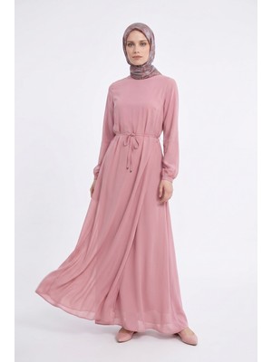 Armine Trend Kolları Lastikli Astarlı Elbise Gül Kurusu 25YT927