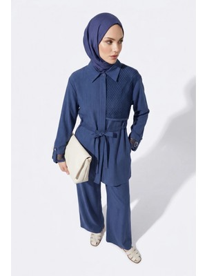 Armine Trend File Detaylı Pantolonlu Ikili Takım Indigo 26YT6133