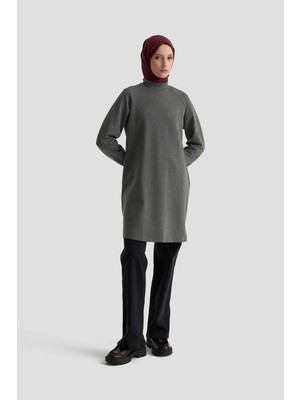 Armine Trend Kolları Kuşgözü Detaylı Tunik Gri 25KT431