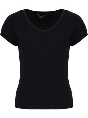 Lee Cooper Siyah Kadın T-Shirt 262 Lcf 242008 Rosette Siyah
