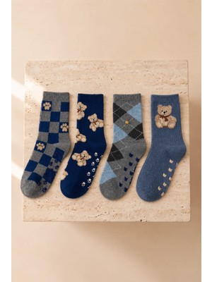 Bony Socks Erkek Çocuk Teddy Desenli 4'lü Soket Çorap