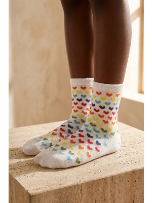 Bony Socks Çocuk Desenli Soket Çorap Ekru Mix