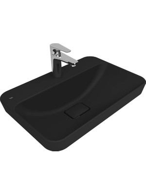 Kale Zero 2.0 60X40 cm Mat Siyah Yarı Gömme Dikdörtgen Lavabo