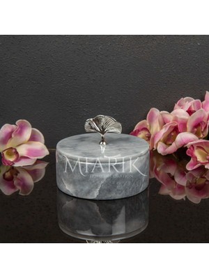 Miarik Design Dekoratif Mermer Pirinç Kulplu Dekoratif Kutu