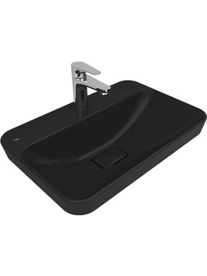 Kale Zero 2.0 60X40 cm Siyah Yarı Gömme Dikdörtgen Lavabo