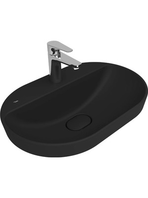 Kale Zero 2.0 60X40 cm Mat Siyah Yarı Gömme Oval Lavabo