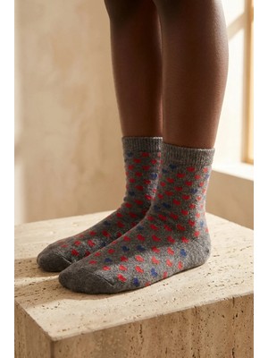 Bony Socks Çocuk Kalp Desenli Soket Çorap Gri