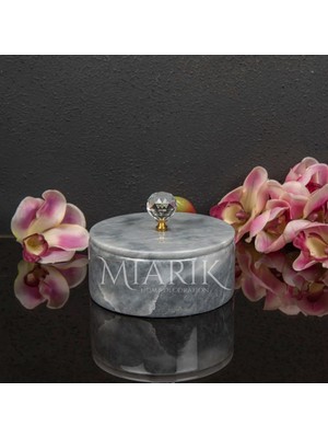 Miarik Design Dekoratif Mermer Pirinç Kulplu Dekoratif Kutu