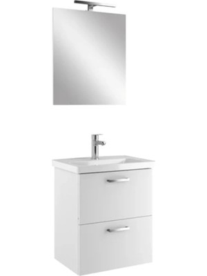 Kale Noah Beyaz 55 cm Çift Çekmeceli Alt Dolap, Lavabo ve Ayna Takımı