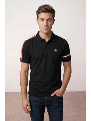 Tommy Crosse Erkek Regular %100 Pamuklu Kol Şeritli Polo Yaka Tshirt