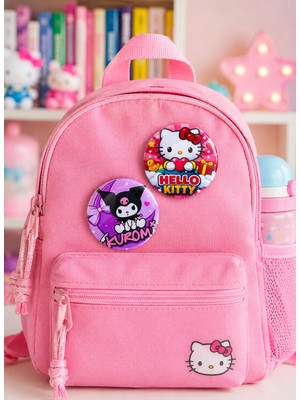 Fynbos 44 mm Hello Kitty Kuromi Rozet Seti Çanta Rozeti Kawaii Çocuk Rozeti 2'li Metal Rozet